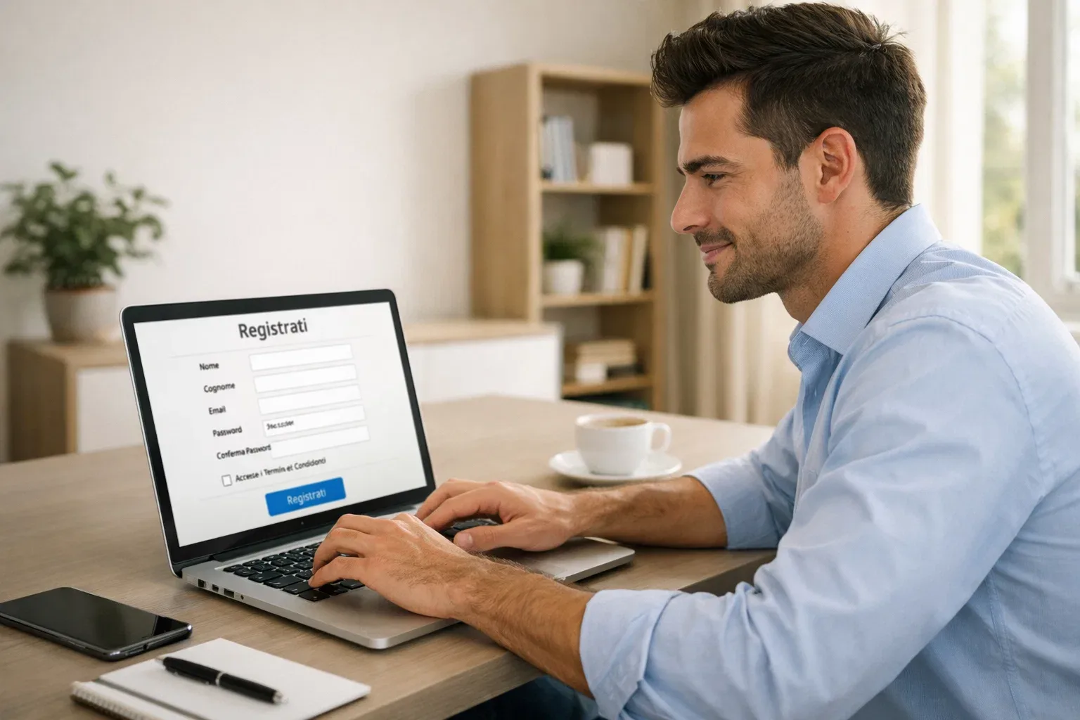 Persona registra un account su laptop per scommesse sportive