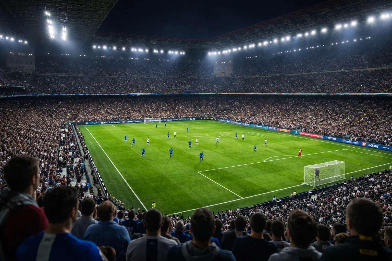 Partita di calcio Serie A vista dalla tribuna dello stadio