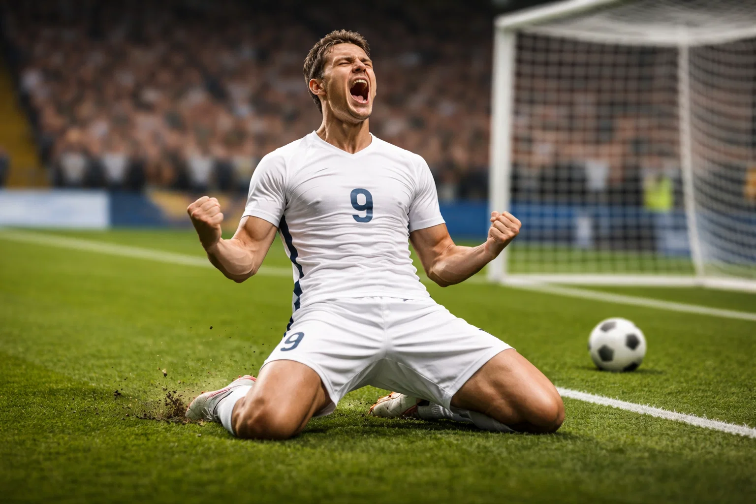 Calciatore che esulta dopo aver segnato in partita di Serie A