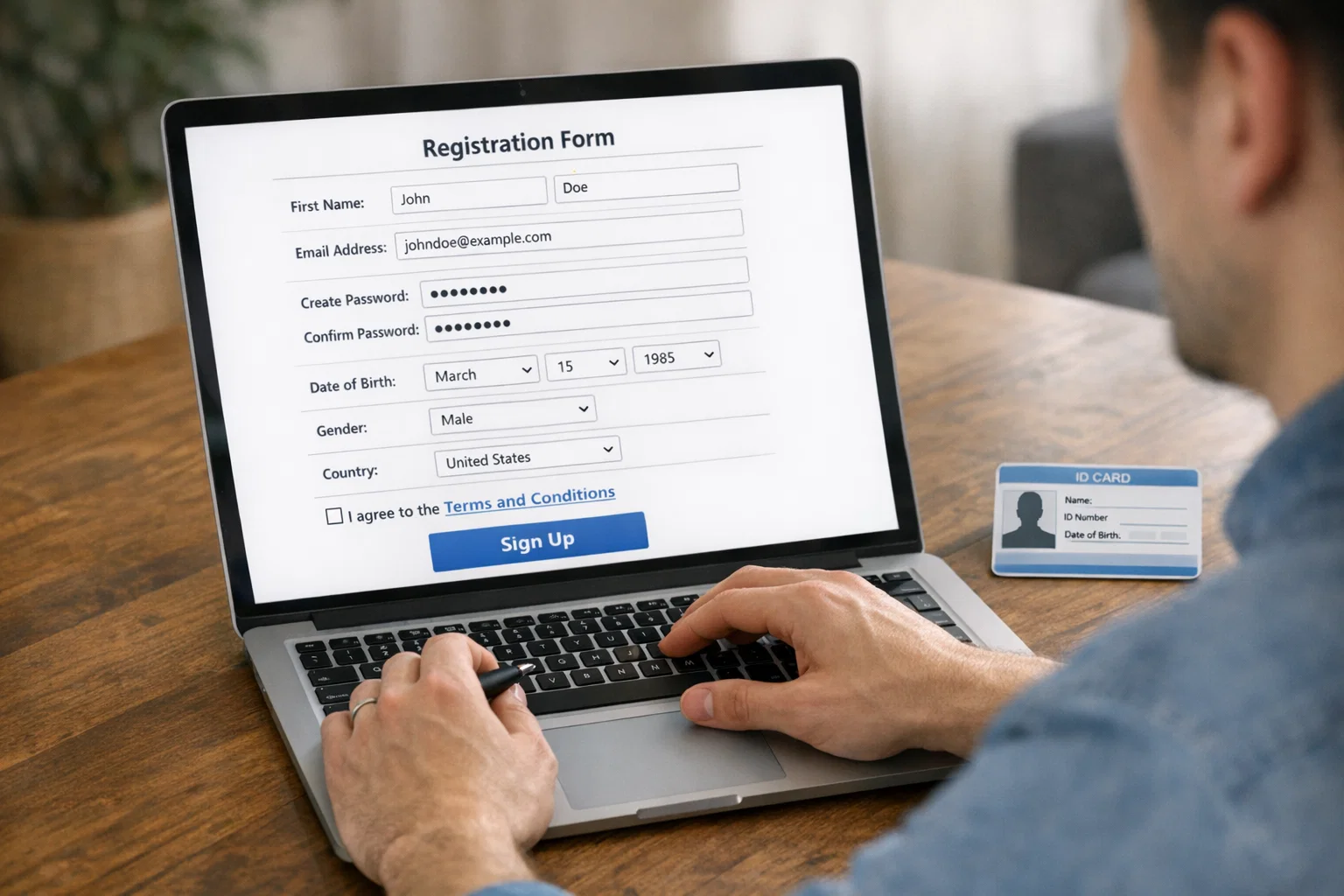 Persona che completa registrazione su sito scommesse al computer